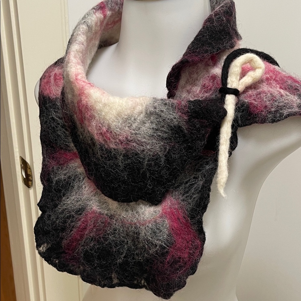 Multicolor Homemade Felted Wool Scarf - image 5